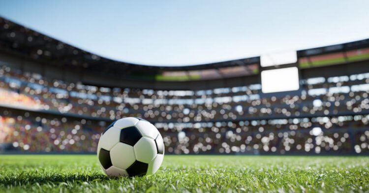 football with stadium background