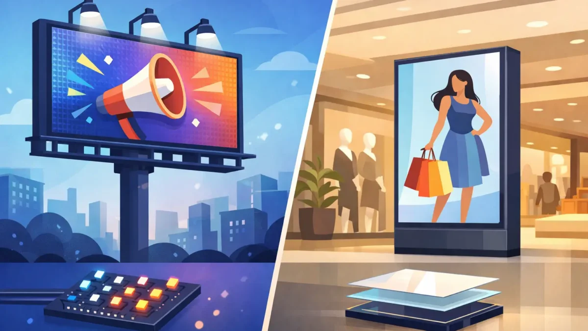 ما الفرق بين LED وLCD للإعلانات؟