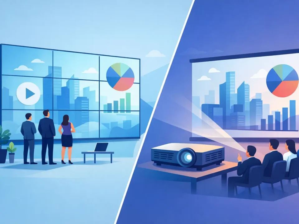 Video Wall vs Projector: أيهما أفضل للأعمال؟
