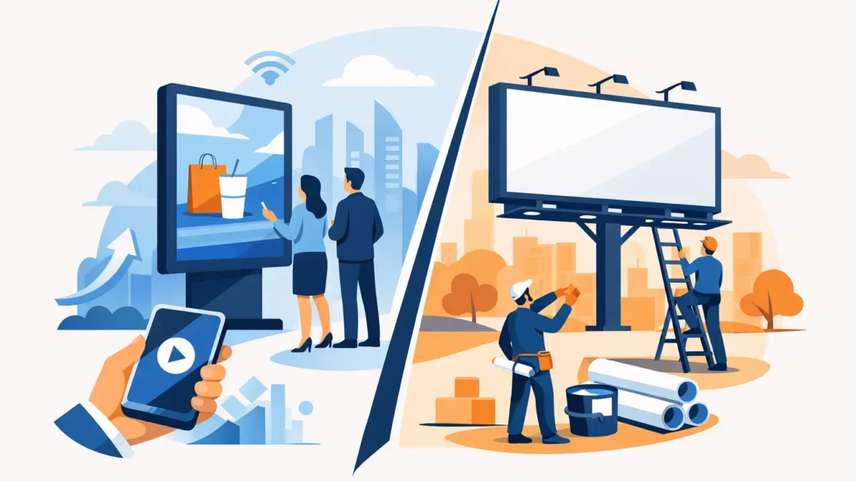 اللافتات الرقمية أم اللوحات الثابتة للأعمال