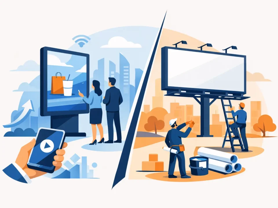 اللافتات الرقمية أم اللوحات الثابتة للأعمال